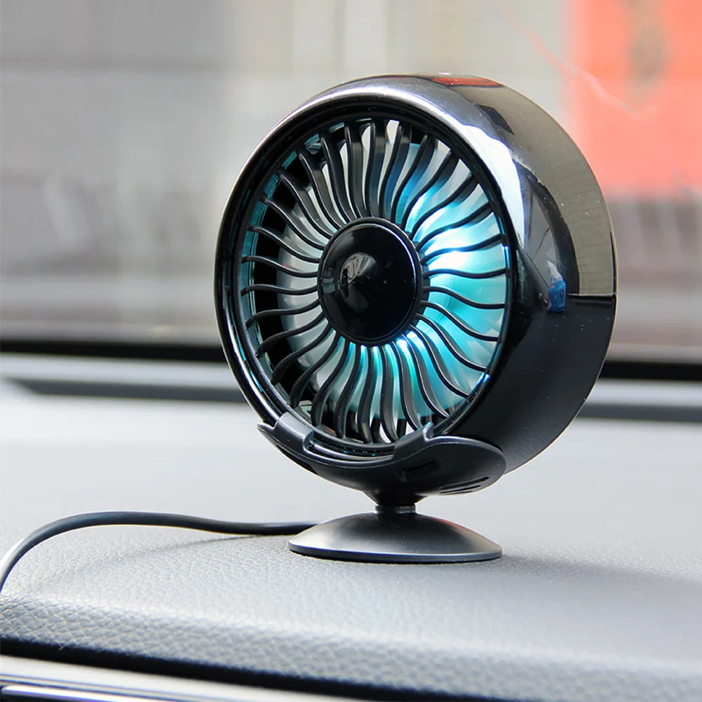 

USB Car Fan Summer Cooling Adjustable Double-head Fan 360 Degree Low Noise Car Cooler Air Fan Strong Wind Accessories