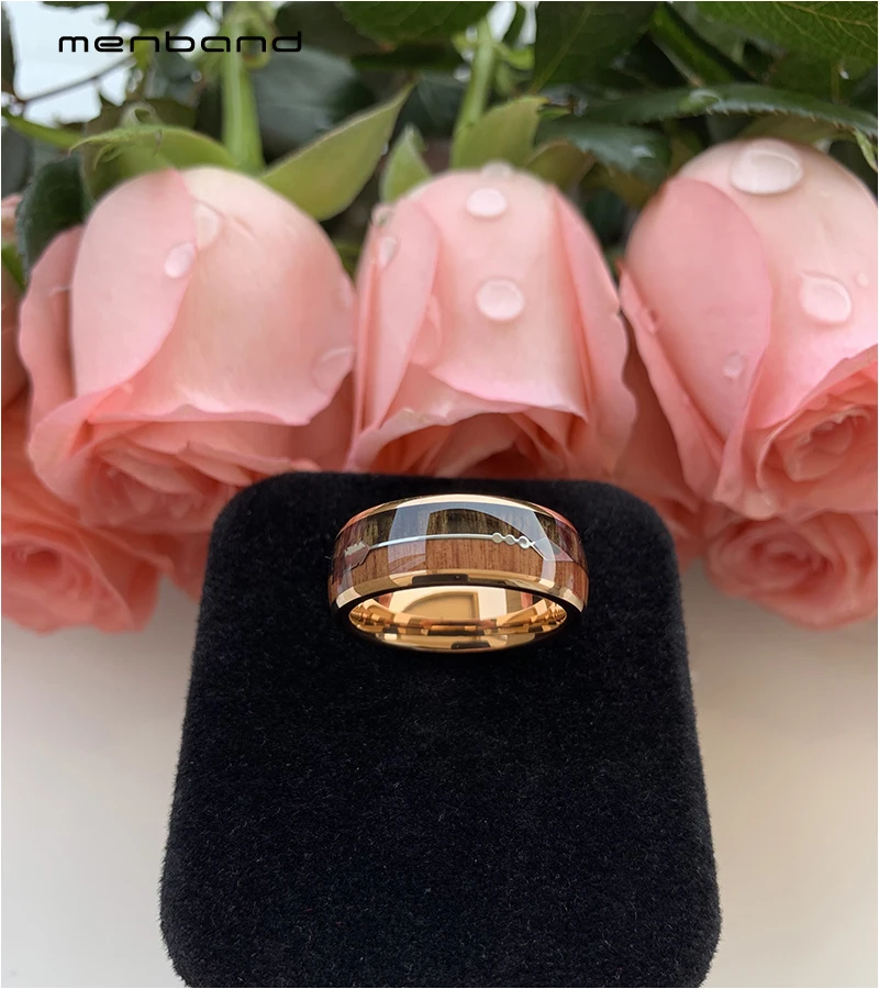 Мужское и женское кольцо из карбида вольфрама розовое золото обручальное 2