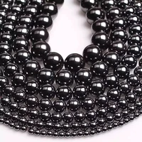 natural gemstone smooth round black hematite loose beads for jewelry making bracelet necklace