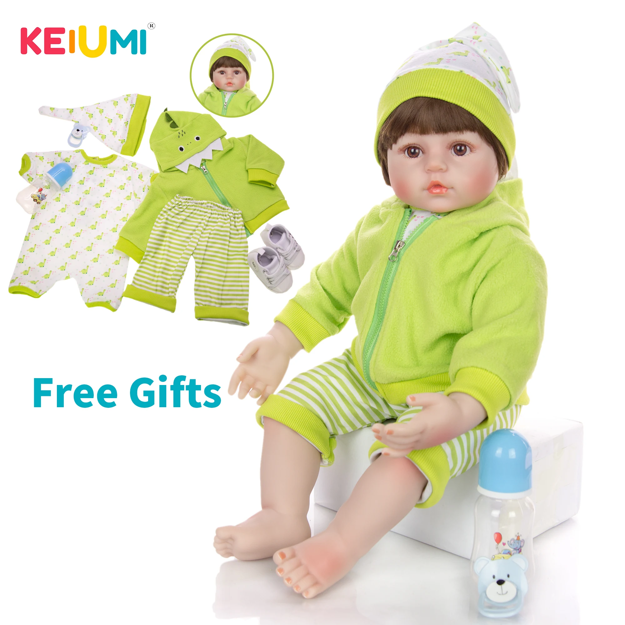 

KEIUMI симпатичная новая дизайнерская игрушка для мальчика 24 дюйма 60 см Кукла Новорожденный мягкая силиконовая кукла новорожденный детский тканевый корпус для рождественского подарка
