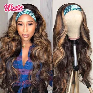 Ubest Выделите 4 30 объемная волна парик с головной повязкой человеческие волосы перуанский Шелковый шарф парики для чернокожих Для женщин 180% плотность 8-14 