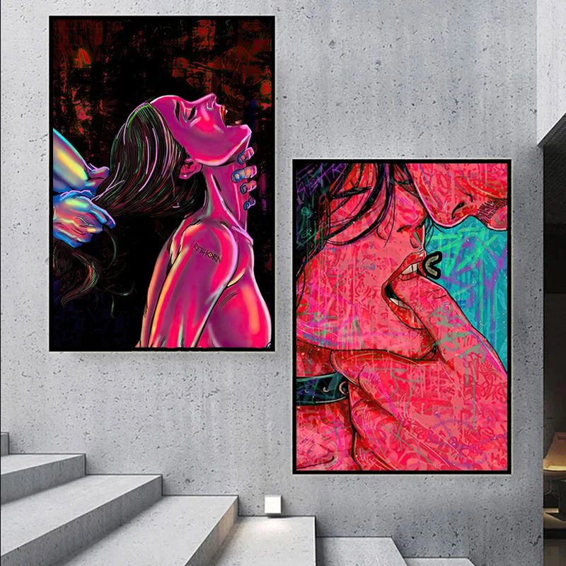 

Watercolor Sexy Nude Woman Lover Drawing Picture Graffiti Sexual Poster Wall Prints Cuadros Adults Abstract Canvas Oil Painting