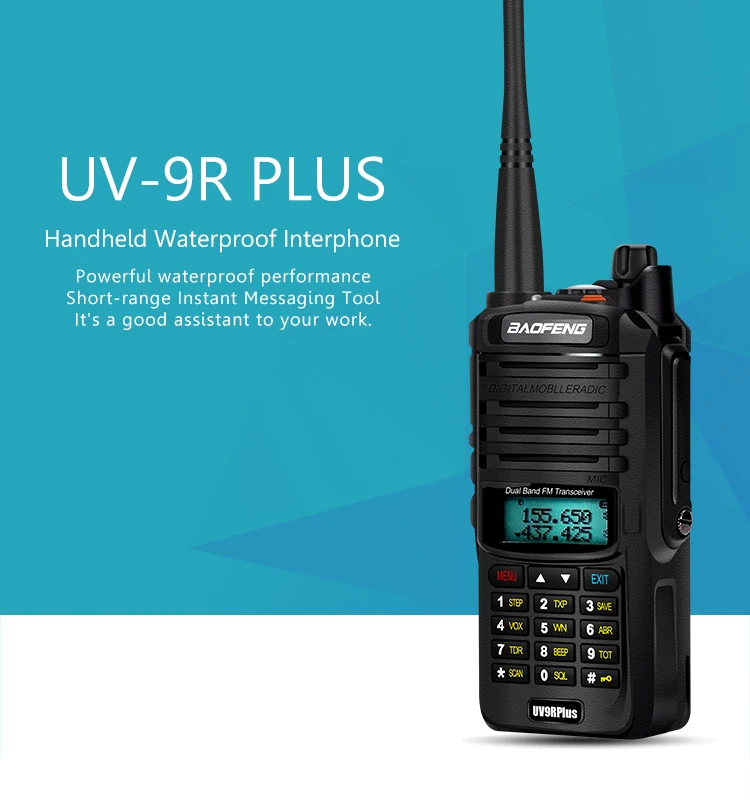 High quality 25km for Baofeng UV-9R plus ham radio cb radio comunicador waterproof walkie talkie for baofeng uv 9r plus