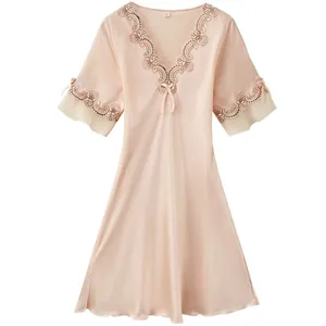 Женская ночная рубашка размера плюс, пикантная ночная рубашка, свободное шелковое кимоно, халат, Мягкая атласная Домашняя одежда, интимное белье 3XL