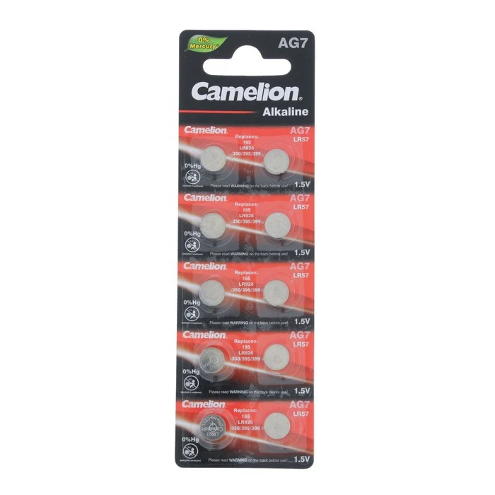 Батарейка алкалиновая Camelion Mercury Free AG7 (395 LR926)-10BL 1.5В блистер 10 шт. 3781563 - купить по