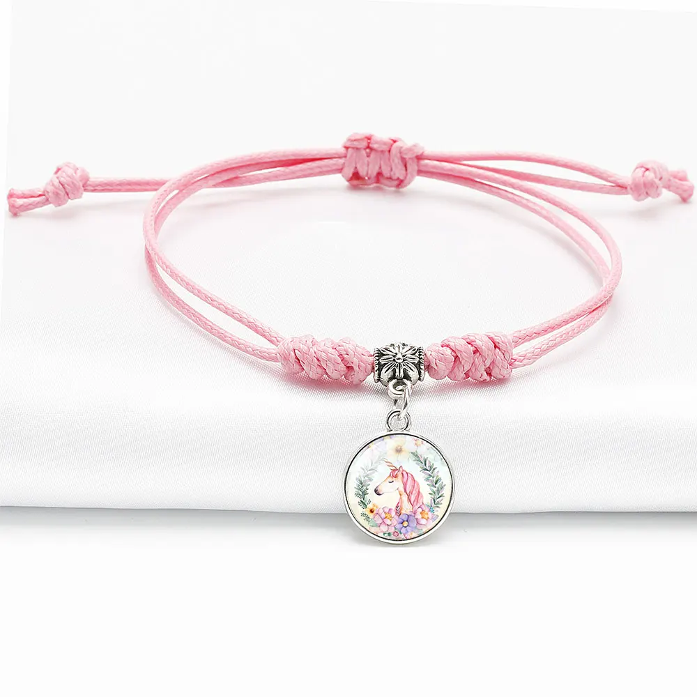 Плетеный детский браслет с единорогом для девочек браслеты дружбы ювелирные