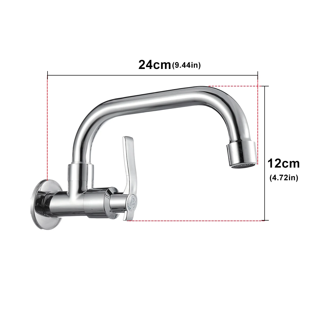 

Copper Wall Mount Kitchen 360 Rotating 20cm Basin Sink Faucet Single Handle Cold Tap Basin Sink