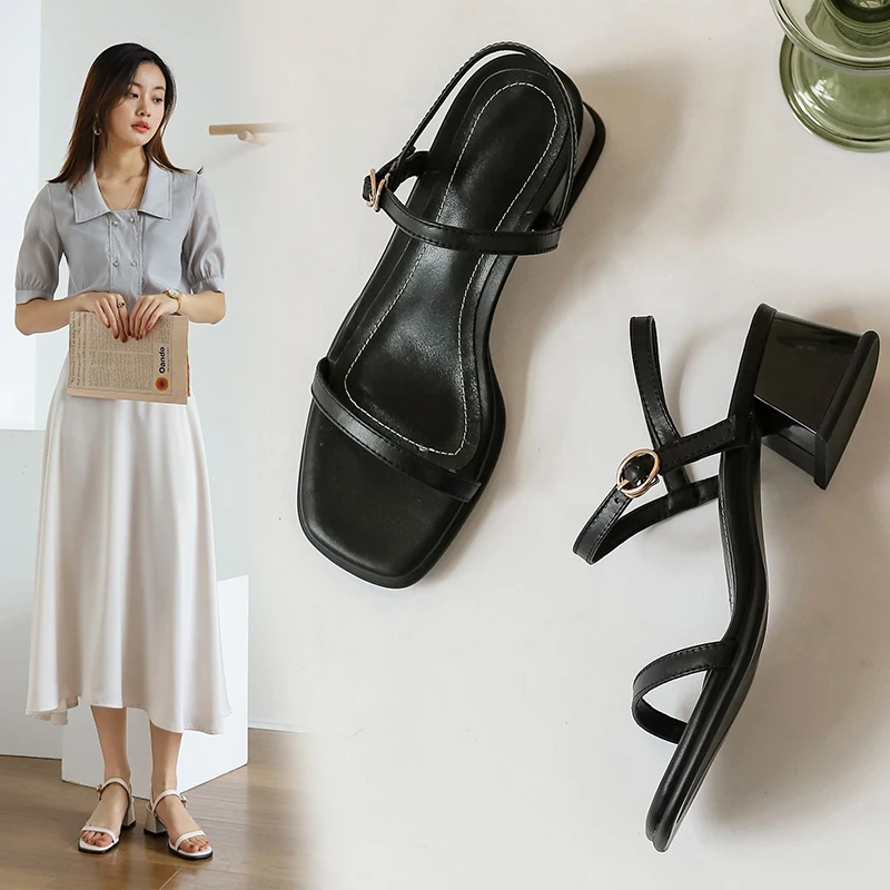 Босоножки женские из натуральной кожи на высоком каблуке бежевые черные красные