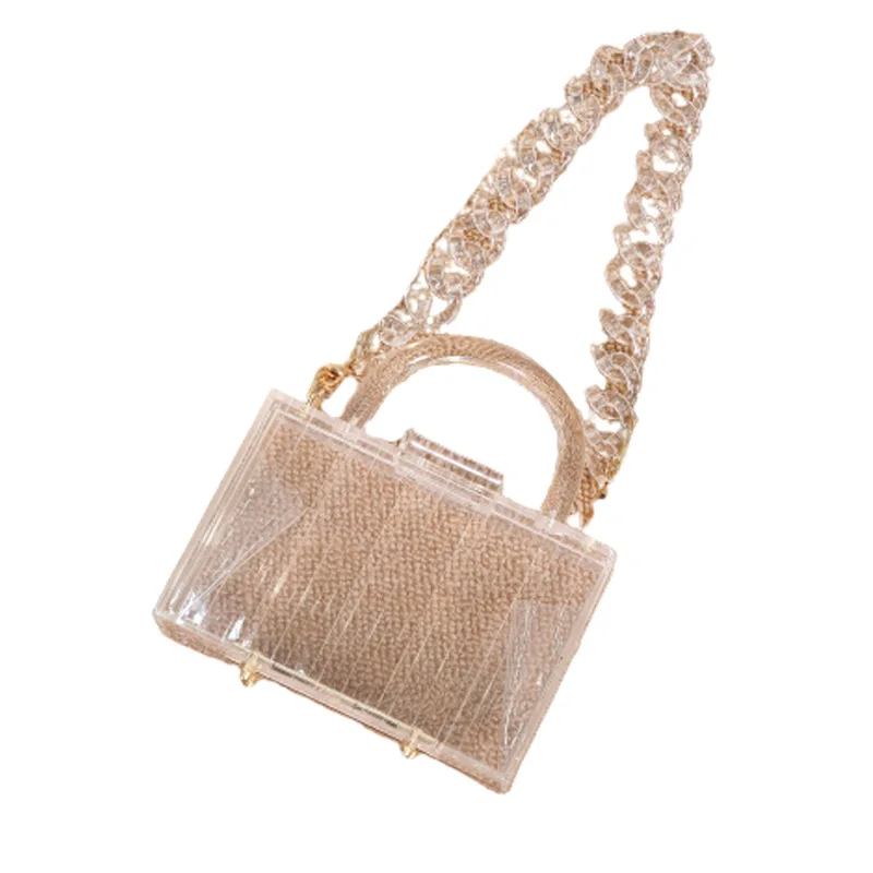 

Luxury Handbags Women Bag Designer 2021 New Fashion Single Shoulder Transparent Chain Bags Ladies Fashionable Party Purses Bolso