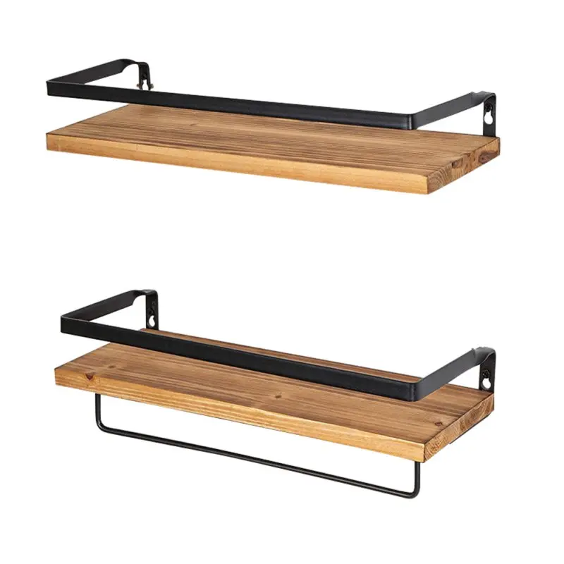 

Double Layer Wooden Floating Shelf Wall Mounted Storage Rack Lightweight Pine Shelf Suitable For Kitchen Bathroom Tool Gift