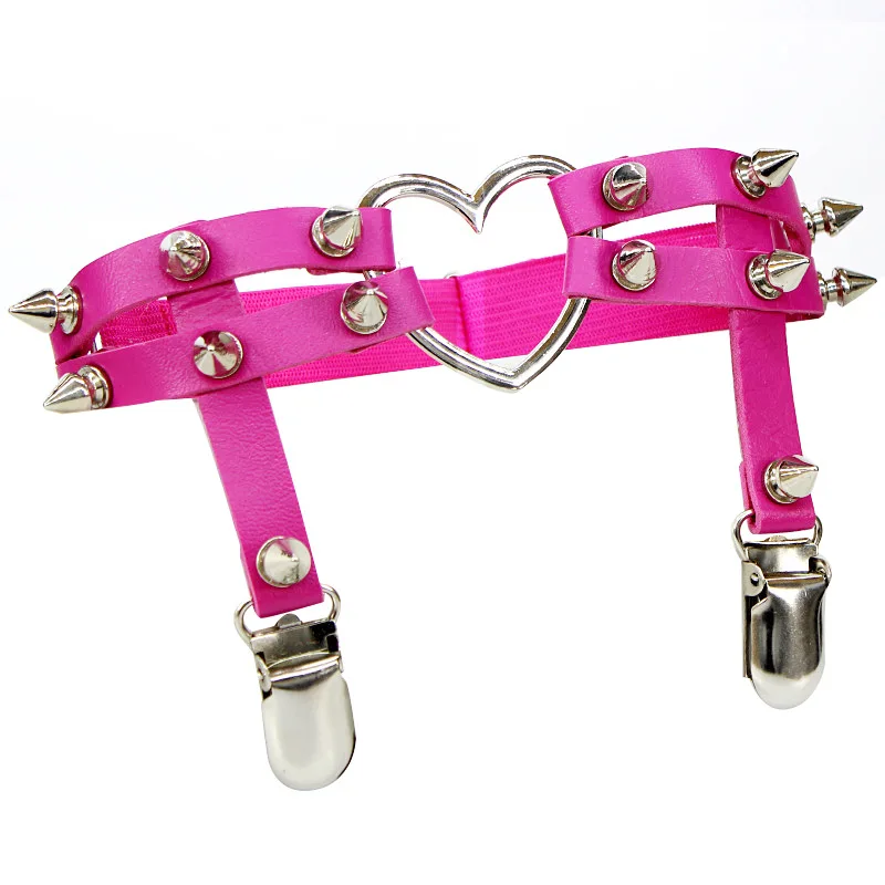 Gothic Harajuku Sexy Heart Punk Rivet Leg Necklace Belt for Women Pastel Goth Harness Leather Garter Stockings | Украшения и