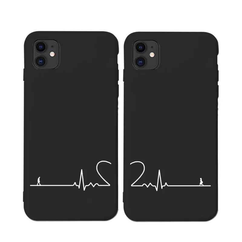 Electrocardiogram with love Couple ECG Phone Case For iPhone 12 11 13 Pro Max X Xs max Xr 6S 7 8 Plus SE 2020 Silicone Cover