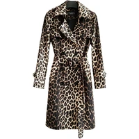 british leopard femme trench coat women 2020 spring autumn new fashion slim with belt double breasted long windbreaker g006