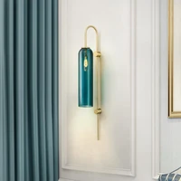 nordic creative blue glass tube living room wall lamp art bedside bedroom study wall lamp