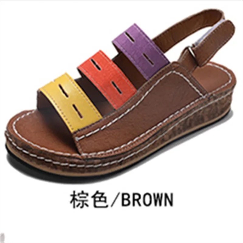 Летние женские босоножки женская мягкая прошитая обувь на танкетке с открытым