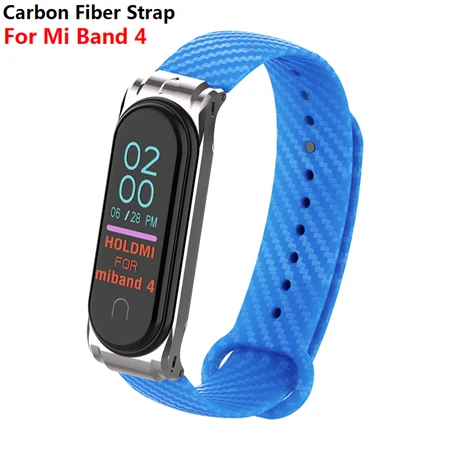 For Mi Band 4 Красочное углеродное волокно mi Band 4 ремешок для mi Band 4 Xiao mi Band 4 с металлической основой спортивный браслет для mi Band 3 замена - Цвет: For Mi Band 4