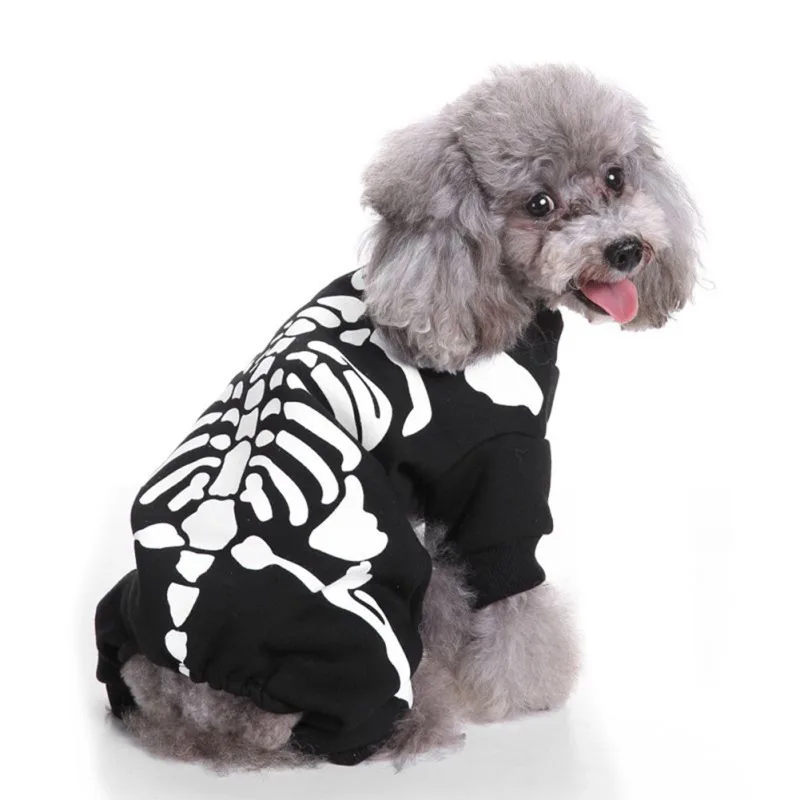 Fun Skeleton Cat Clothes Halloween Pet Puppy Kitten Coat Jacket For Small Medium Dog Chihuahua Yorkshire Dress Up Costume | Дом и сад