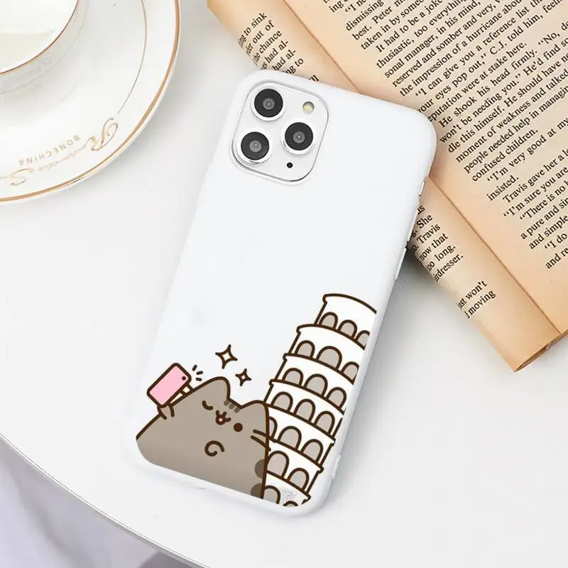 

Promotion Personalized Pusheen Cute Cat Phone Case Candy Color White for iPhone 11 pro XS MAX 8 7 6 6S Plus X 5S SE 2020 XR