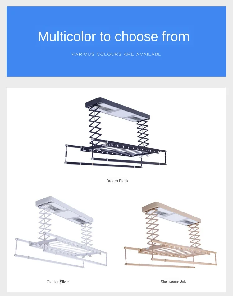 

Electric Lifting Racks Intelligent Remote Control Sterilization And Disinfection Aluminum Alloy Household Balcony Telescopic
