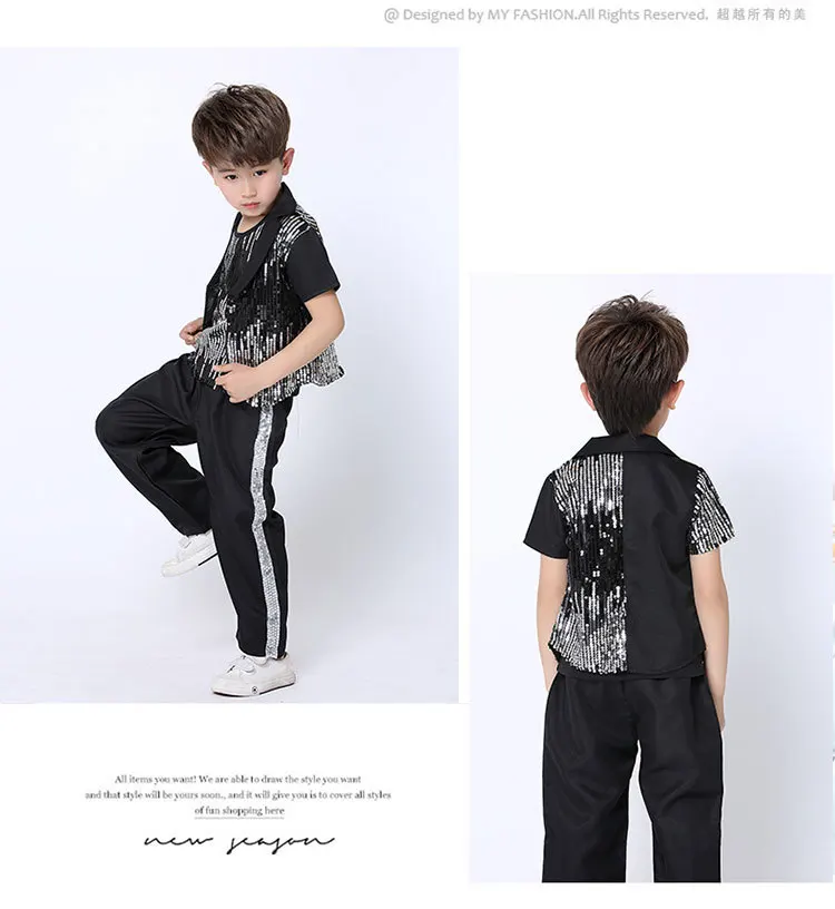 Костюм детский хлопковый для бальных танцев крутая рубашка и штаны в стиле хип