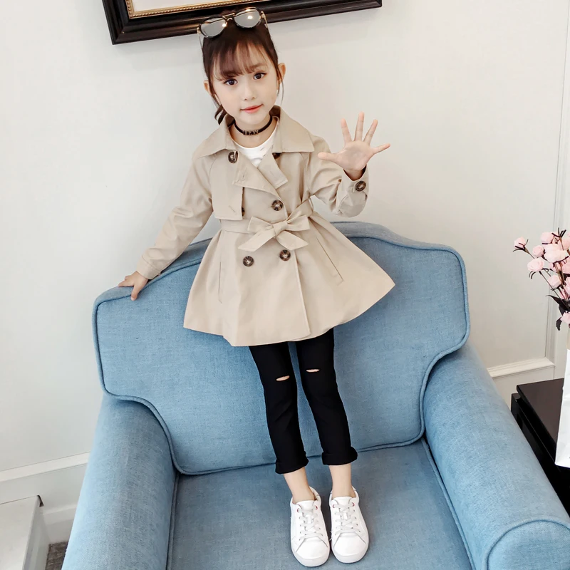 

2020 Girls Jackets Fashion Double-Breasted Cotton Coats Cloak New Kids Trench Coats Girls Long Cloak Autumn Children Clothing