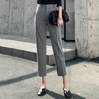 elegant suit pants women high waist straight pants office ladies gray black apricot pants korean fashion casual woman pants