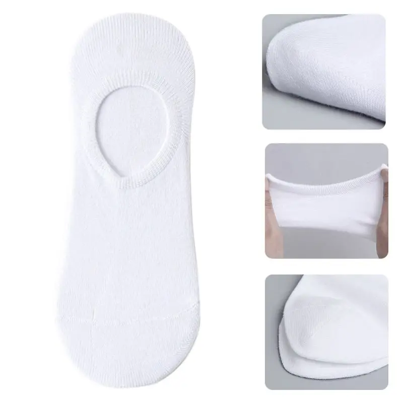 

5 Pairs Men Summer Breathable Low Cut Cotton Boat Socks Solid Color Inivisible Non-Slip Silicone Loafer Short Hosiery
