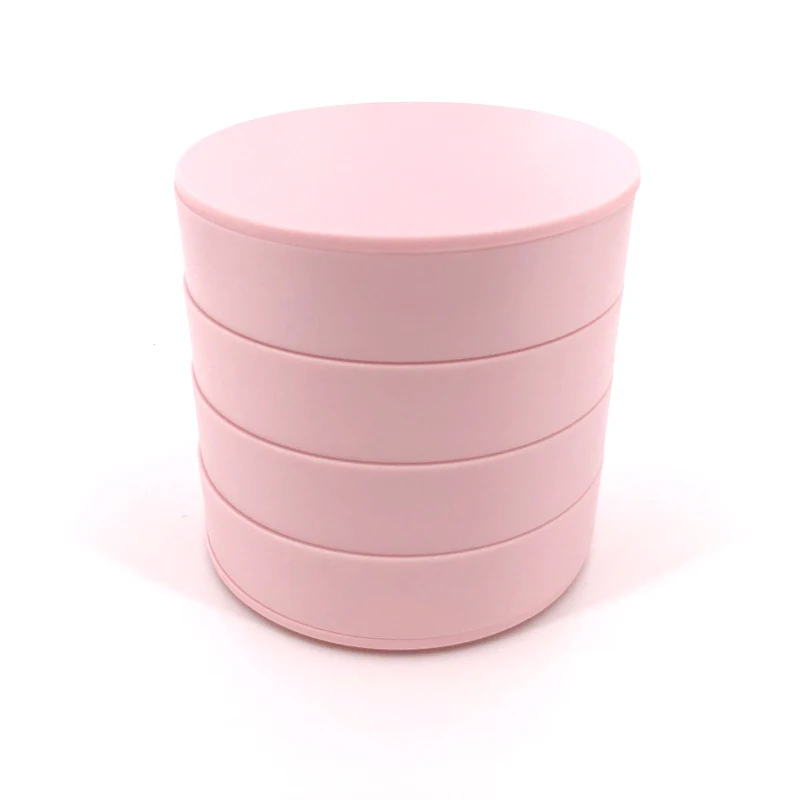 Pink Пластмассовая коробка для хранения ювелирных изделий, Женская настольная коробка для хранения, 4 слоя, держатель для ожерелья, шкатулка для украшений, шкатулка, вращающаяся, высокое качество - Цвет: Pink