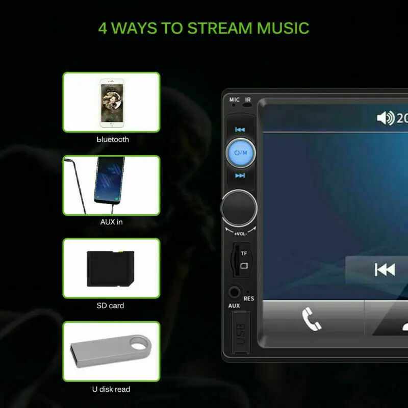 

7 inch HD 2Din Touch Screen Car Stereo MP5 Player Radio Android Carplay USB/TF Multimedia Player with Reverse Camera