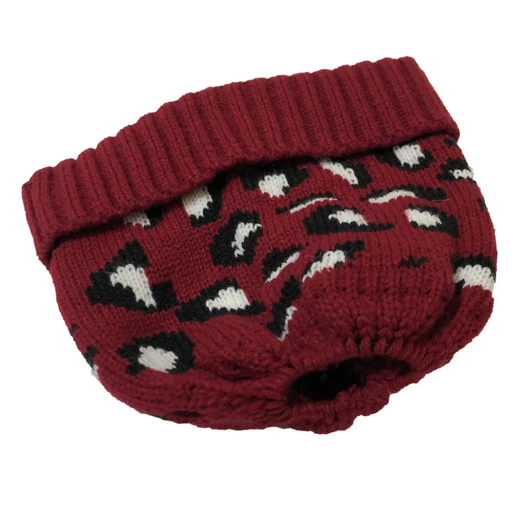 

Leopard Printted Knitted Wool Soft Skin-friendly Women Winter Beanie Warm Adjustable Back Split Ponytail Hat Fashion Accessories