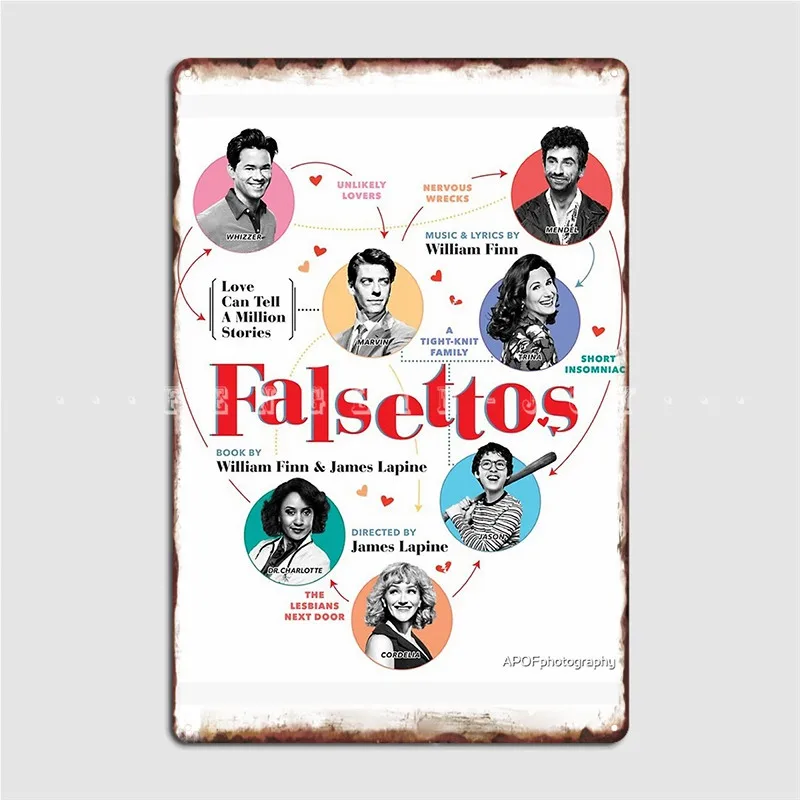 

Falsettos, 2016 год, плакат, металлический плакат, Настенная пещера, кинотеатр, ретро-таблички Tin, плакат
