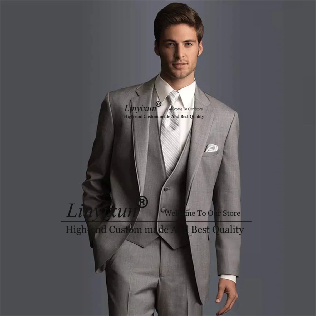

Handsome Men Suits Notched Lapel Business Formal Tuxedo For Wedding Groom 3 Piece Set Prom Blazer Jacket Pant Vest Costume Homme