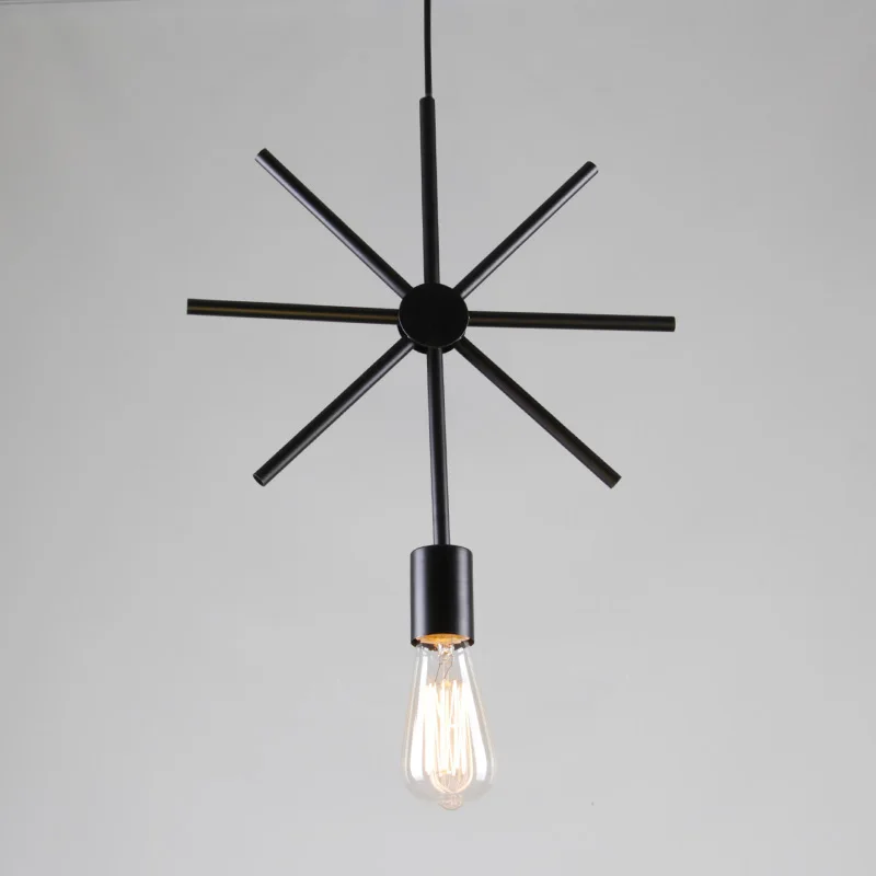 Люстра из кованого железа в стиле ретро простой светильник черного цвета для