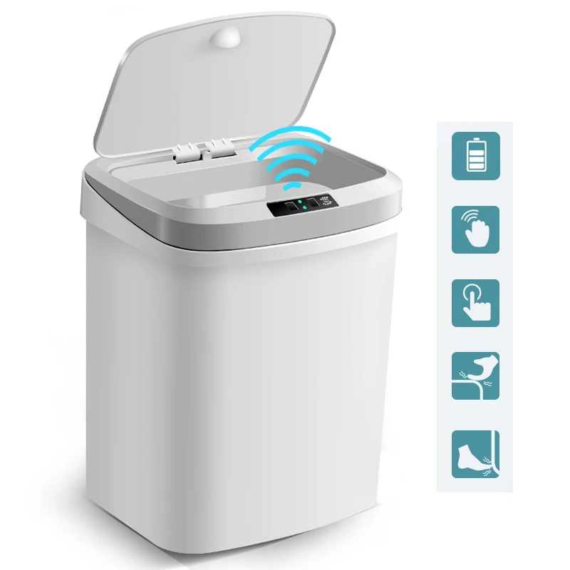 

NEW 15L Home Intelligent Trash Can Automatic Induction Electric Waste Bins Kick Barrel Battery Version Trash Can