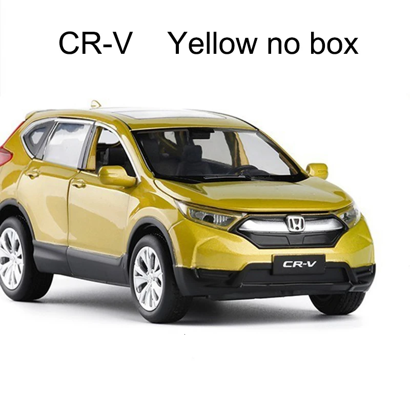 1:32 15 см Honda CRV литая под давлением масштабная модель автомобиля игрушки высокая имитация Вытяните назад металлические модели 6 дверей открываются со звуком светильник - Color: Yellow No Box