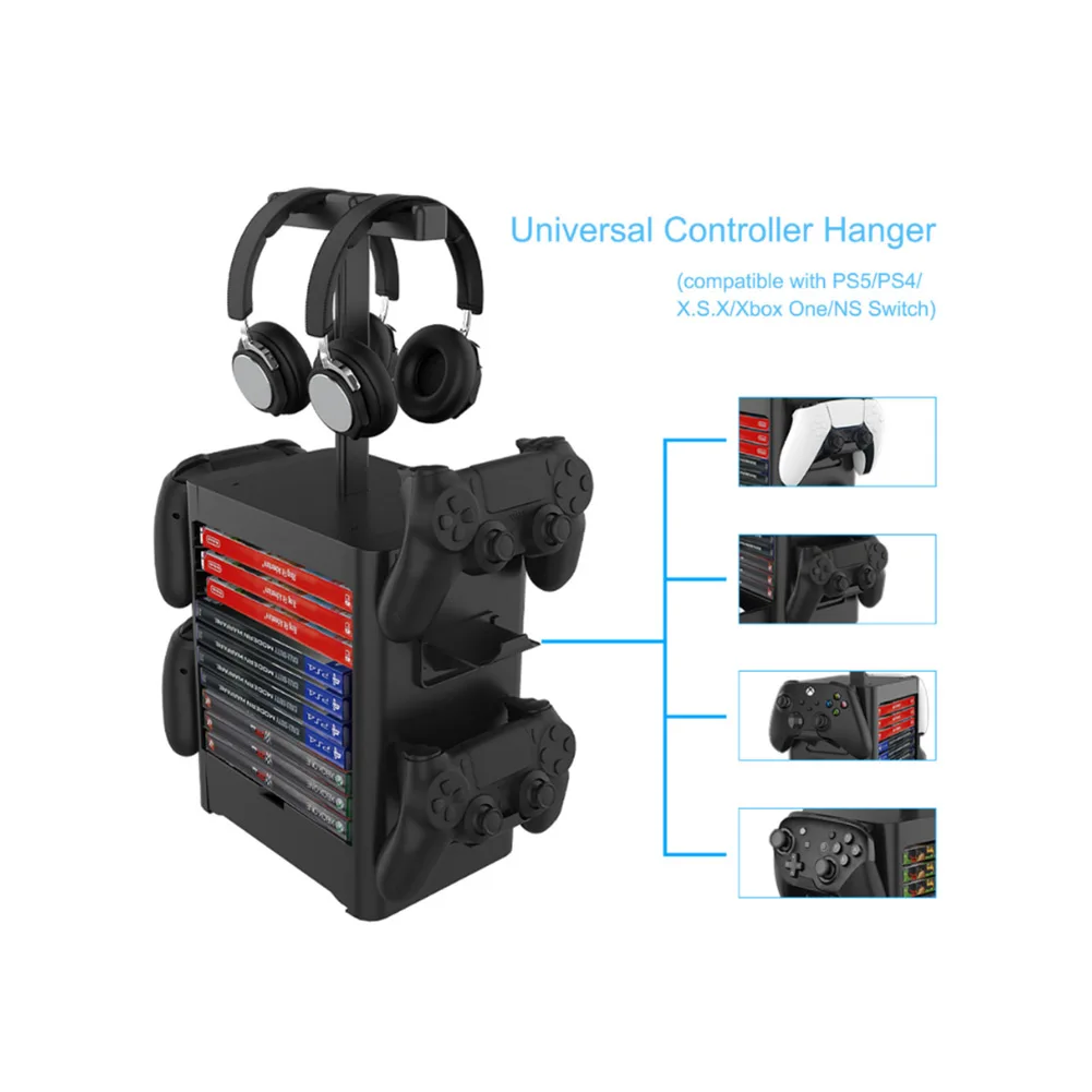 

Multi-functional Storage Stand Kit For Playstation 4 Game Discs Controllers Station Dock