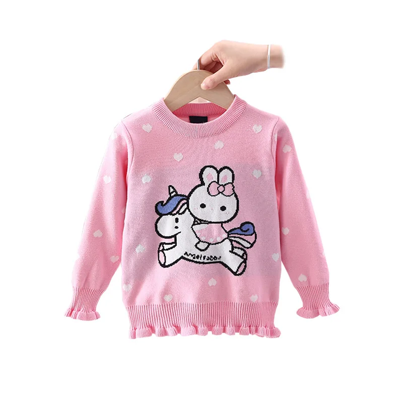 Осенний Рождественский свитер для маленьких девочек Зимний жаккардовый с