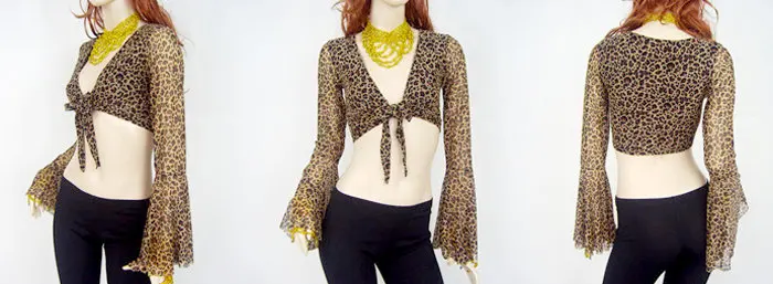 

Women Girls Sexy Leopard Print Top Yoga Belly Dance Wrap Gypsy Bellydance Tank Wear