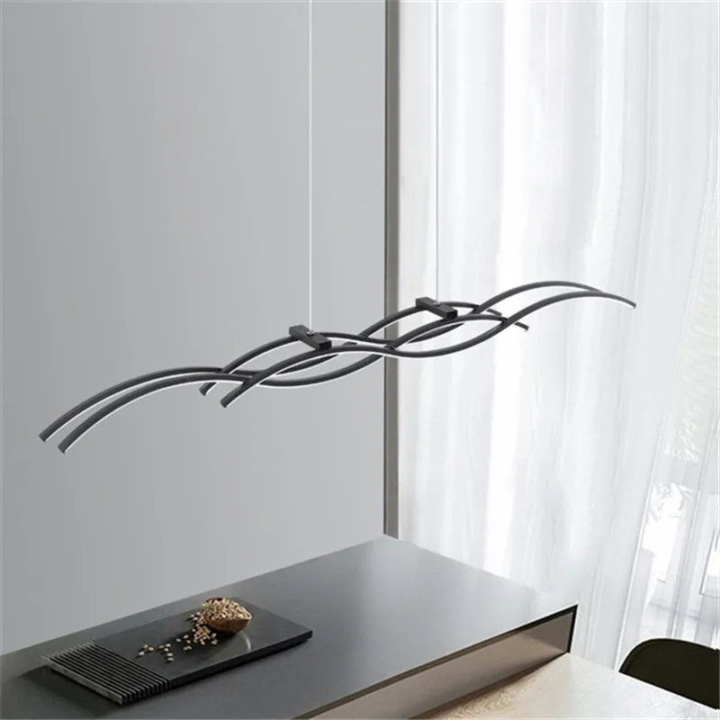 Современные светодиодные подвесные светильники в форме волны для столовой