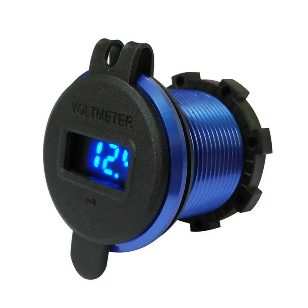 

Синее Зарядное устройство USB, двойная розетка для быстрой розетки, вольтметр, 1 шт., 12-24 В