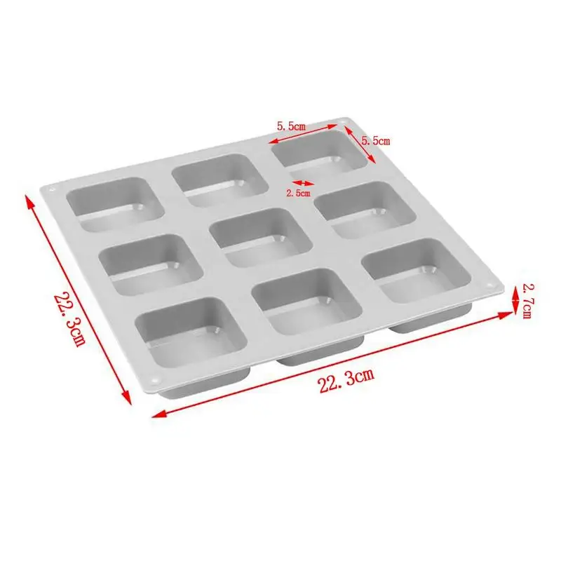 

Silicone Cake Mold Handmade Soap Mold 9 Hole Square Mold 5.5*5.5*2.5CM Square