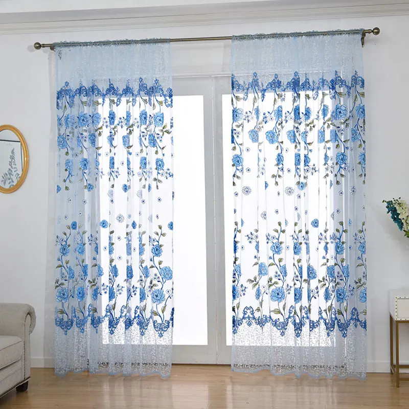 

100x200cm House Living Room Office Peony Flower Print Curtains Tray Offset Printing Peony Screens Window Curtain Decoration