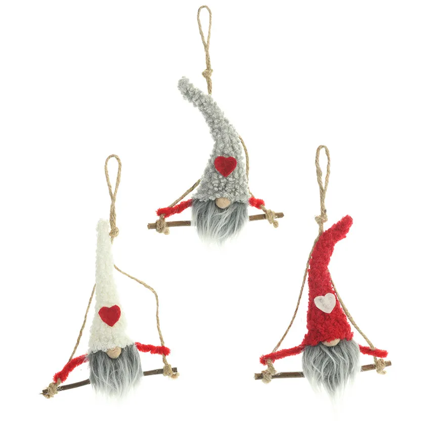 Рождественская безликая кукольная подвеска в виде сердца качели лес старый