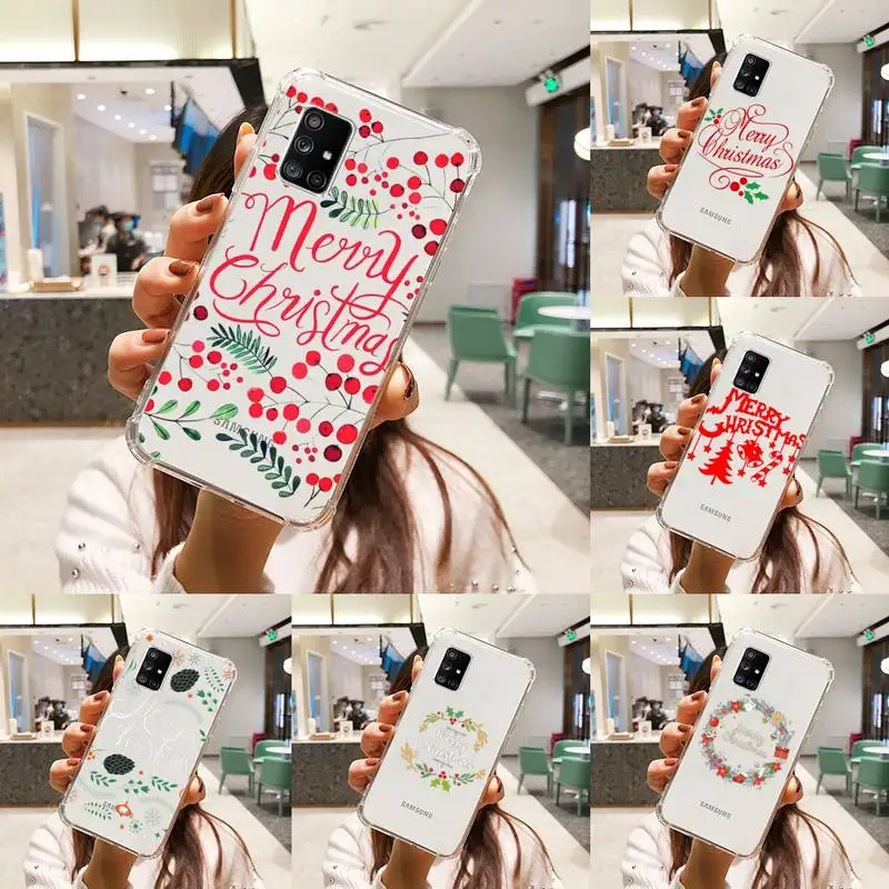 

Christmas Letter Lovebay Merry gift Phone Case Transparent For Samsung S 10 9 20 11 7 8 21 6 P Edge PLUS ULTRA 4G 5G