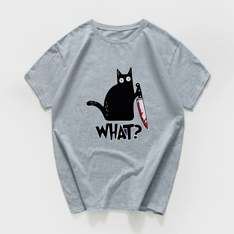 

Cat What TShirt men Murderous Cat Halloween Gift anime T Shirt loose hip hop graphic t shirts 100% aesthetic mens clothing new