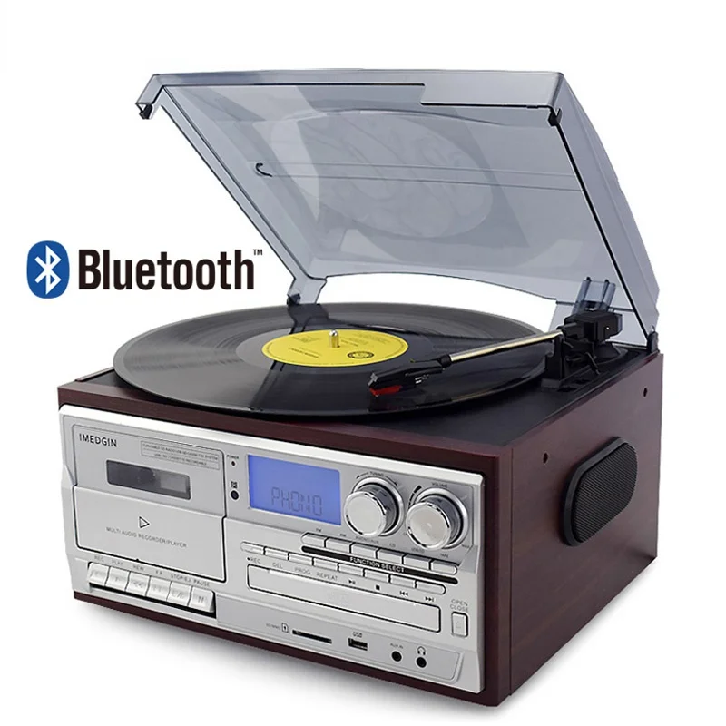 

Vintage Gramophone Retro Vinyl Record Turntable Player Phono CD Player Cassette Player MP3 USB Recorder Bluetooth