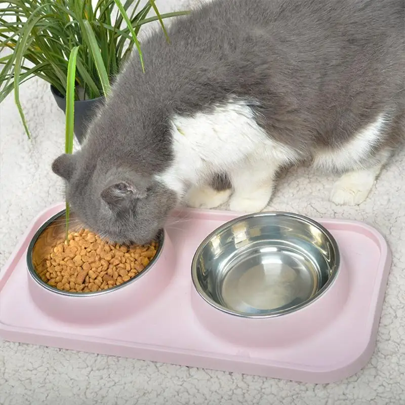 

Pet Bowl Non-slip Double Cat stainles Bowl Raised Stand Dog Bowl Food Water Feeder For Cats Dogs Accessories Pets Supplies