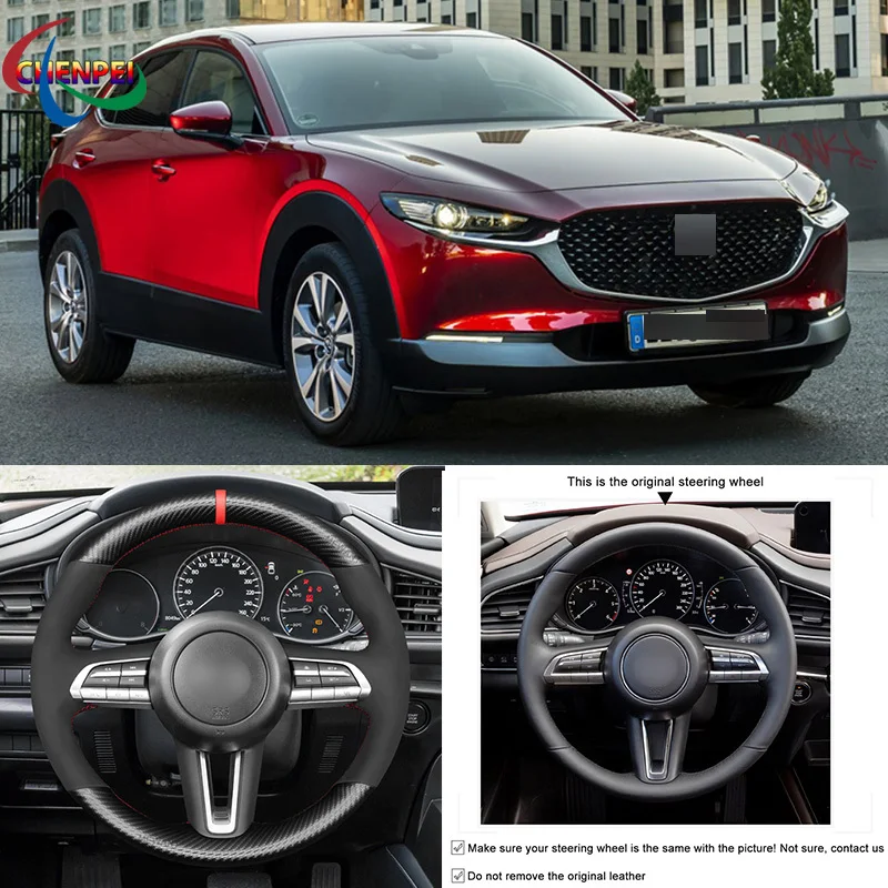

DIY Hand-stitched Customization Non-Slip Durable Steering Wheel Cover For Mazda 3 Axela 2019-2020 Car Interior Decoration