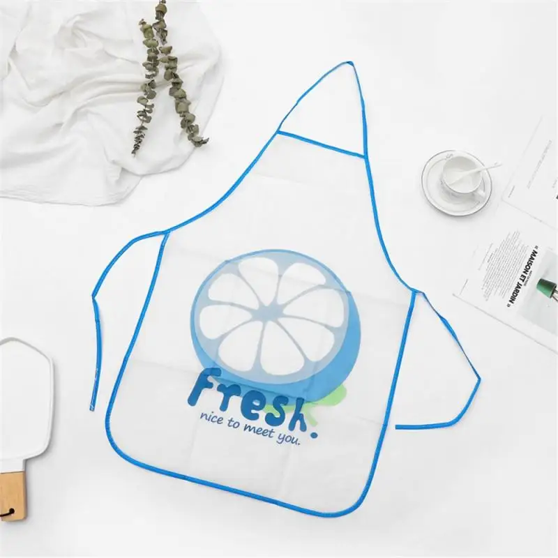 

Semi Transparent Waterproof Anti-oil Apron Cartoon Fruit Printing Brief Adult Apron Kitchen Baking Cooking Accessories Bib Apron