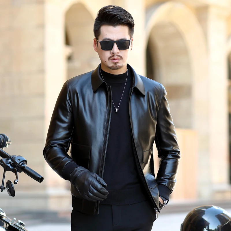 

New Men's Winter Leather Coat, Motorcycle Leather Coat, Men's Polar Leather Coat